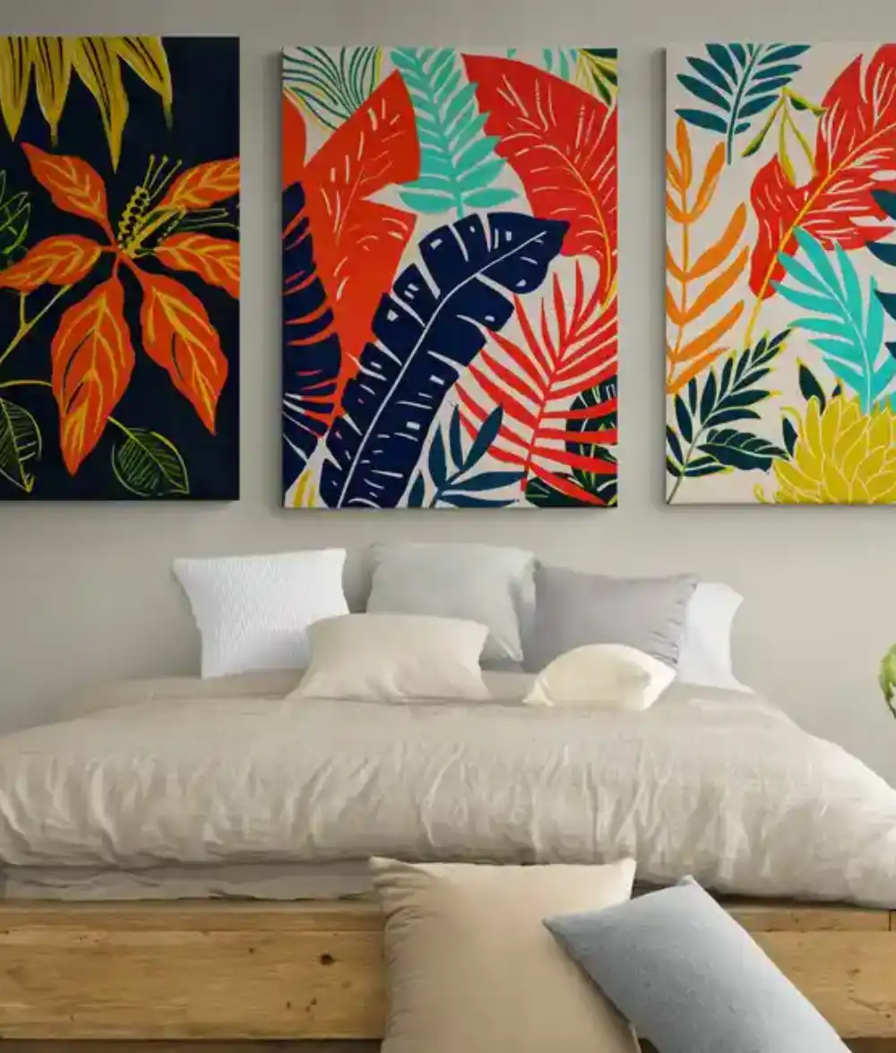 bohemian style bedroom with tropical plants 2